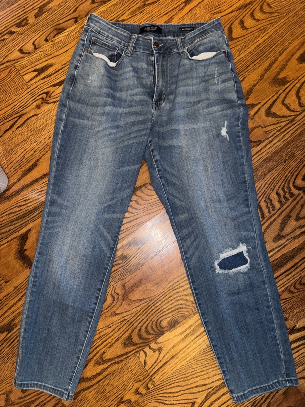 Judy Blue Boyfriend Fit Distressed Jeans, Size 14W